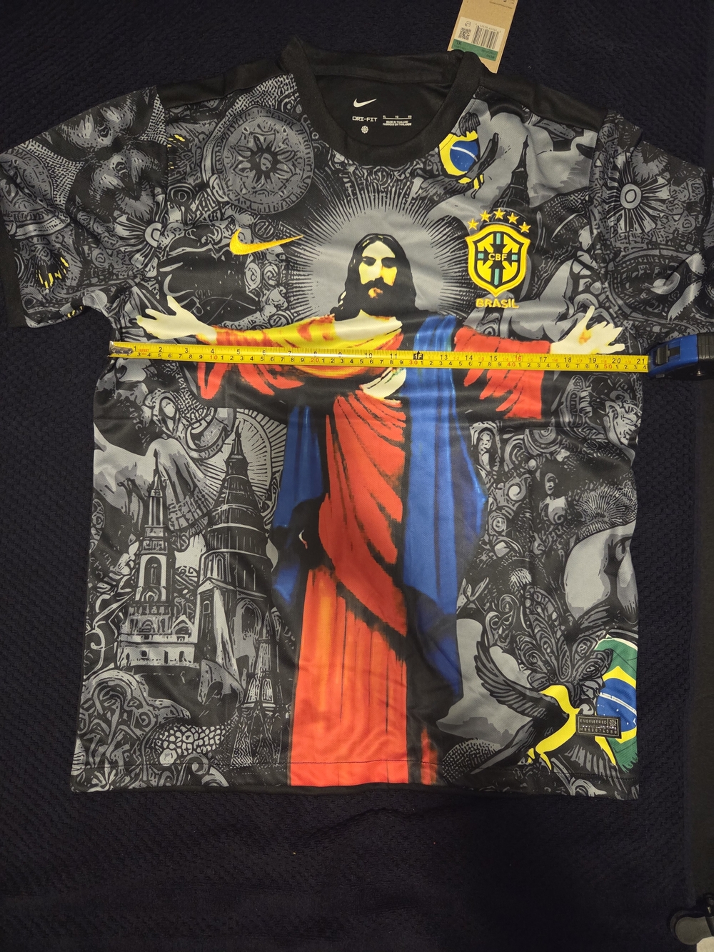Nike Brasil Graphic Men's Shirt - Black with Red & Blue Graphic - Picture 5 of 7